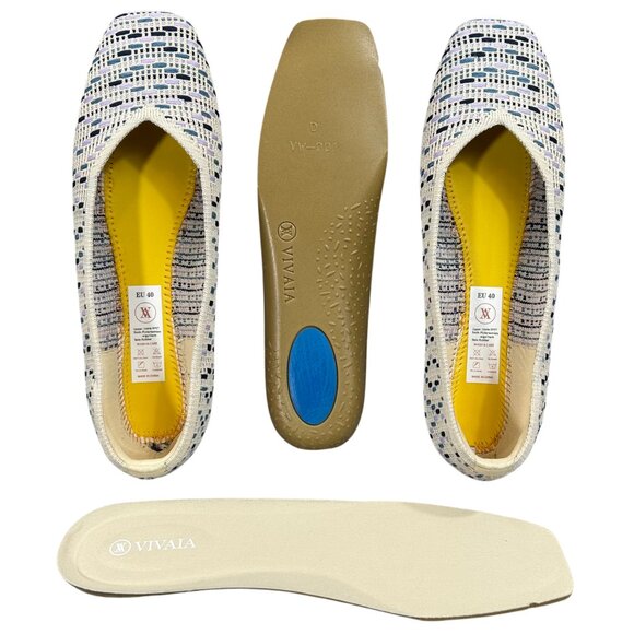 Vivaia NWOB Margot 2.0 Blue White Slip-On Walking Ballet Flats Size 9.5 - Picture 7 of 9